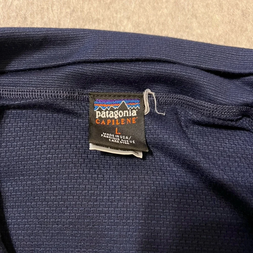Vtg Patagonia Shirt Men Large Blue Capilene Base Layer Midweght 1/4 Zip Gorp 90s